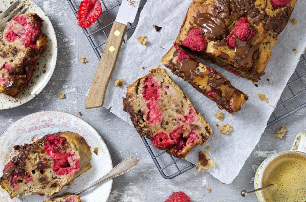 Yummie Bananenbrood met frambozen Yummie Bananenbrood met frambozen
